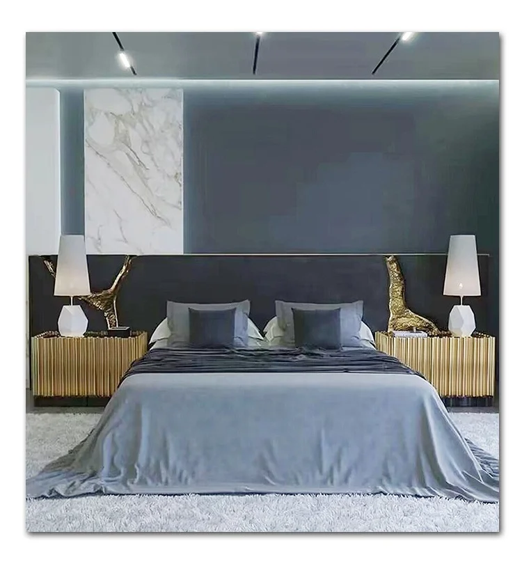 Gold Stainless Steel Convertible Nightstand Modern Bedside Table for Master Bedroom Apartment Living Room