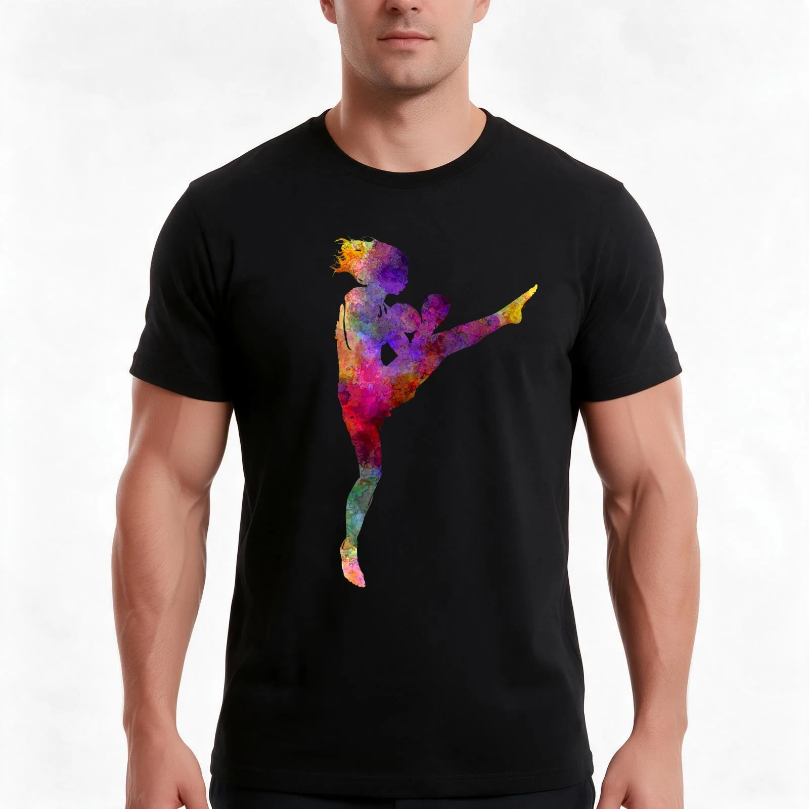 woman boxer boxing kickboxing silhouette isolated 01 T-Shirt, Summer Casual Cotton Tee, Oversized Streetwear Tops, 100% Cotton