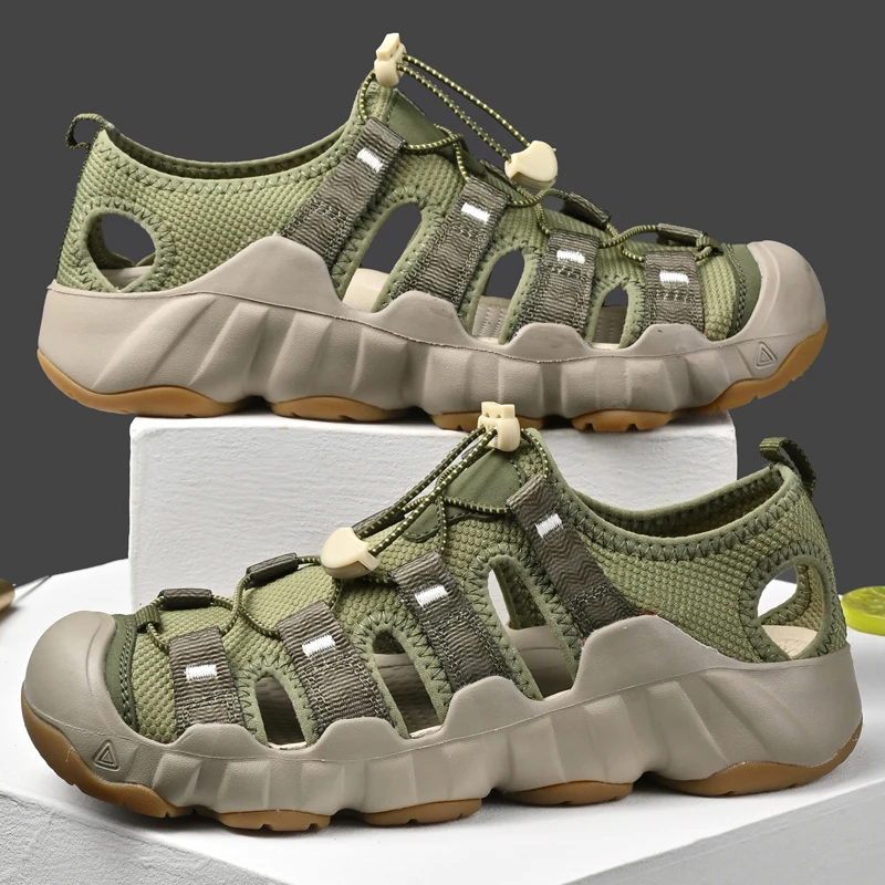 

Summer Men Sandals Genuine Leather Mens Casual Shoes Outdoor Men Leather Sandals for Men Beach Shoes Roman mens Shoes