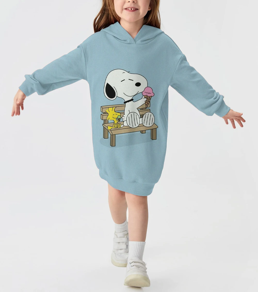 Baby Girls Disney Snoopy Printed New Long Sleeve Girls Cute Stitching Autumn and Winter Hoodies Casual Loose Sweatshirts