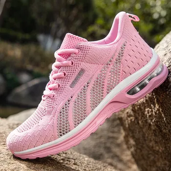 Women Running Shoes Ladies Breathable Sneakers Mesh Air Cushion Tennis Female Sports Shoes Outdoor Lace Up Training Shoes