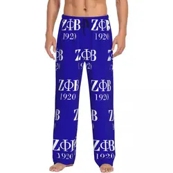 Custom Print Men Zeta Phi Beta Sorority Logo Pajama Pants Greek Letter 1920 Sleepwear Sleep Lounge Bottoms with Pockets