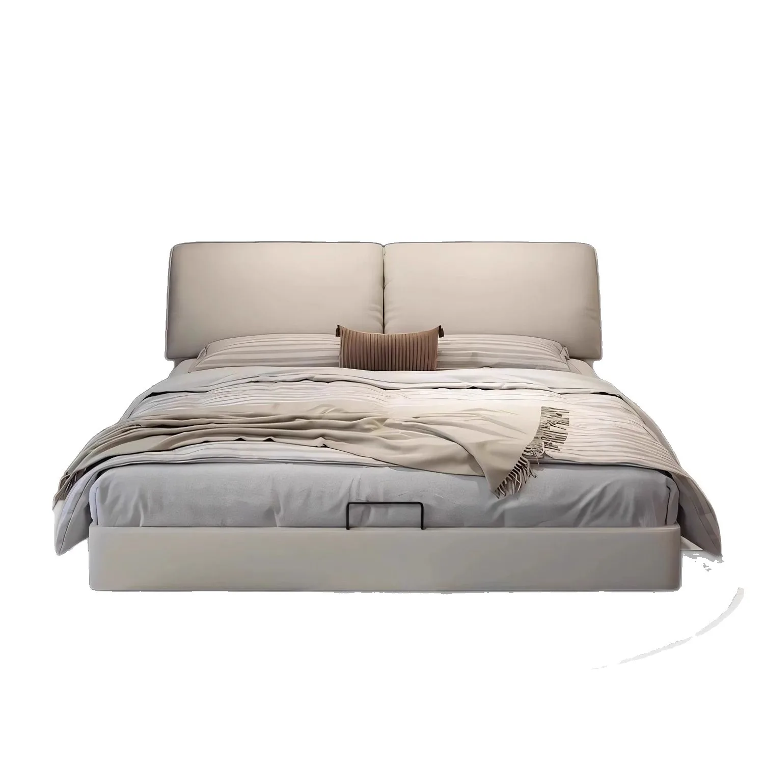 *Simple 1.8 m Double Bed Elephant Ear Leather Bed Upscale Upholstery for Small Apartment Master Bedroom Internet Bed
