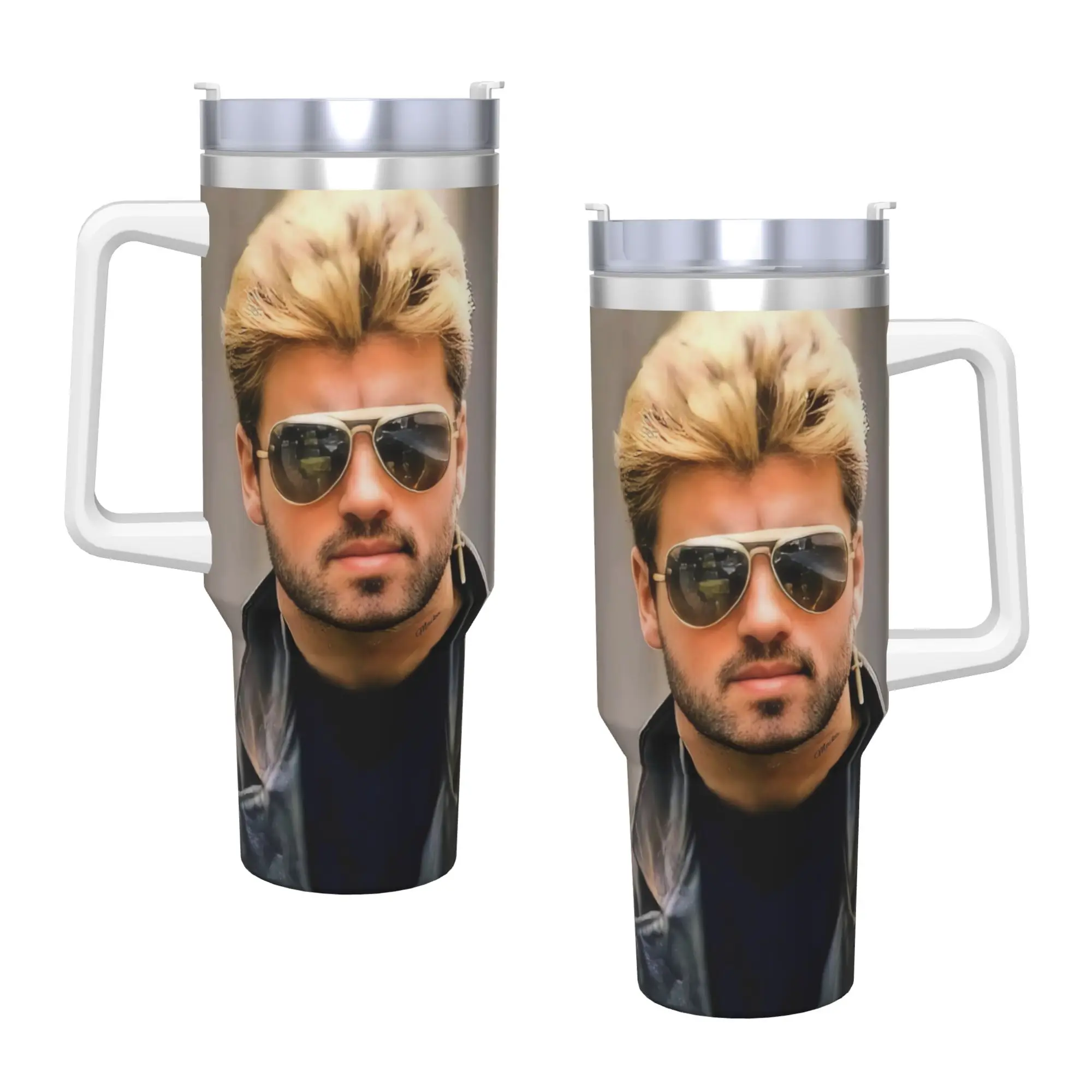 Stainless Steel Tumbler George Michael British Singer Mugs Cup With Straws  Travel Cold and Hot Water Bottle Portable Large Mug