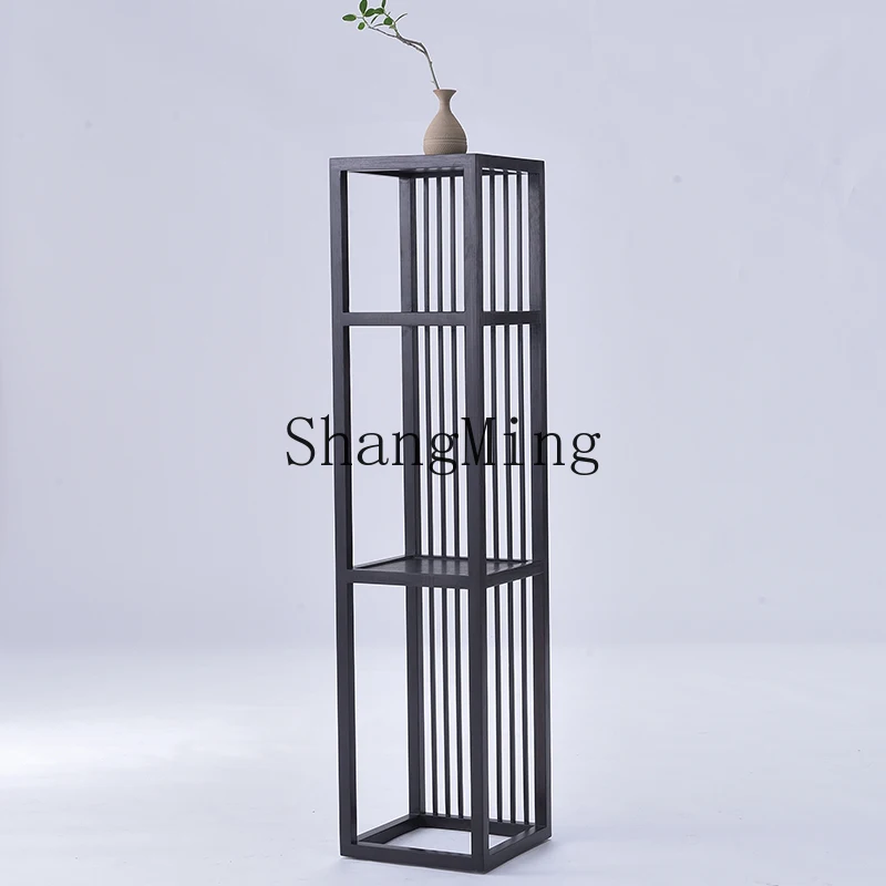 FG good-looking  new Chinese flower stand Zen solid wood storage floor-to-ceiling living room balcony indoor flower pot shelf