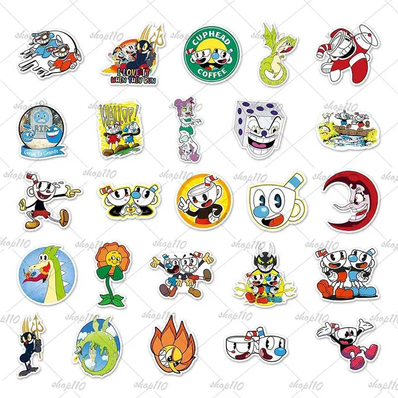 Cuphead Sticker Boy Game Gift Birthday Party Decor Supplies Baby Shower Luggage Water Bottle Notebook Laptop Phone Computer