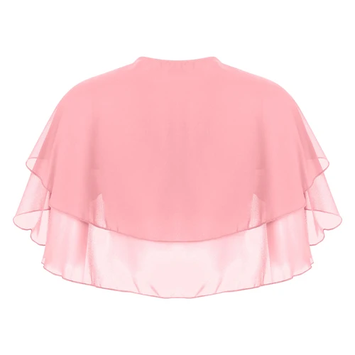 Imagen 2 del producto Chal elegante de gasa de Color sólido para mujer, chal con volantes de 2 capas de gasa, Bolero, boda, cumpleaños, vestido de fiesta de noche, capa, prendas de vestir exteriores