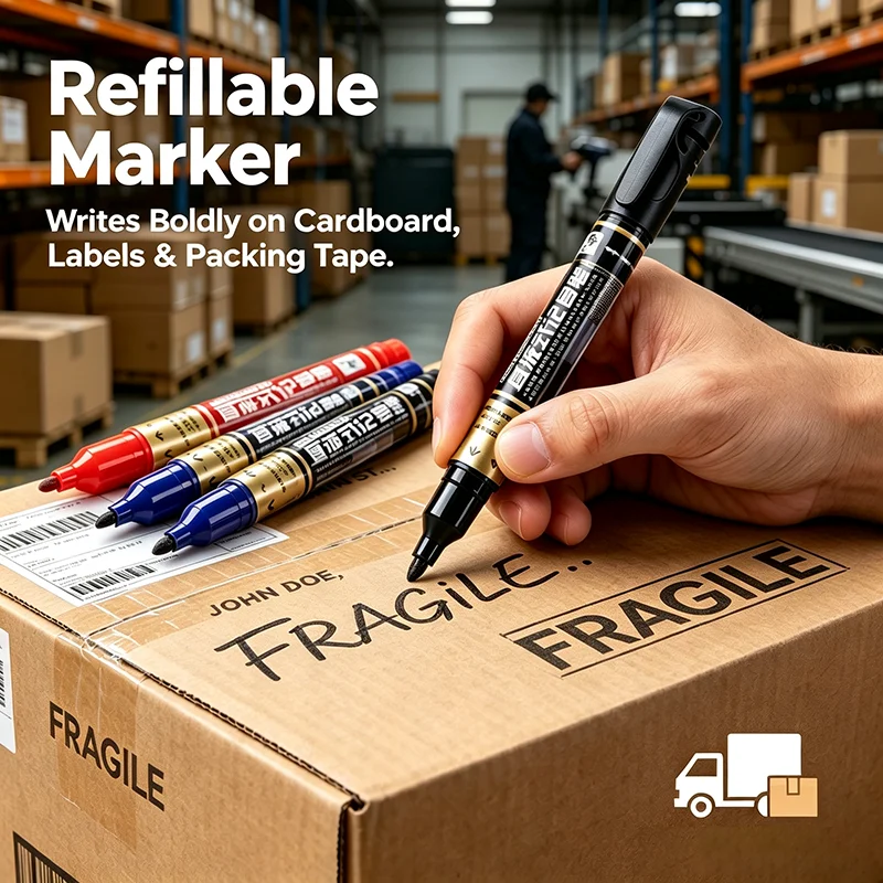 Permanent Oil-Based Marker – Waterproof & UV-Resistant for Logistics, Express Shipping, Warehouse Inventory Labeling