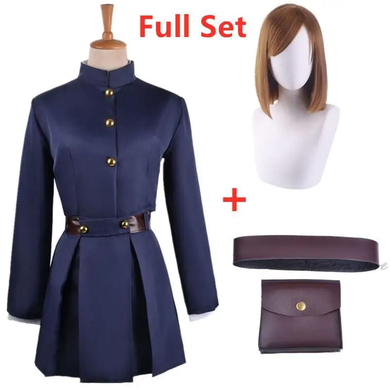 Anime JJK haut jupe manteau Halloween femmes Kugisaki Nobara Cosplay Costume uniforme taille bras sac ensemble complet