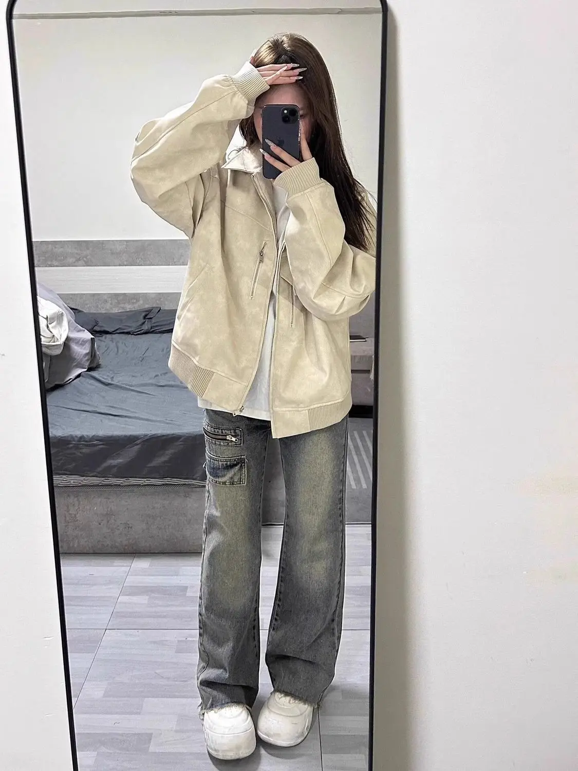 سترات راكبي الدراجات النارية سترة نسائية خضراء ربيعية Officelady منقوشة طية صدر السترة مصممة خصيصًا في مكان العمل، مخملية أنيقة احترافية #5