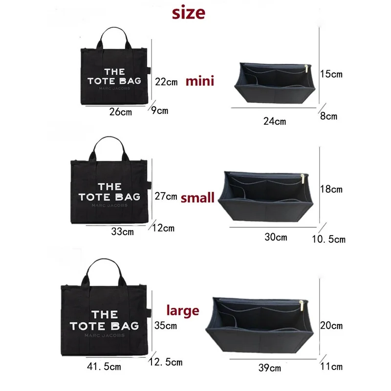 Argon only Sale Inner bag】inserto Organizer per borsa per MARC JACOBS Organizer Divider Shaper Protector scomparto