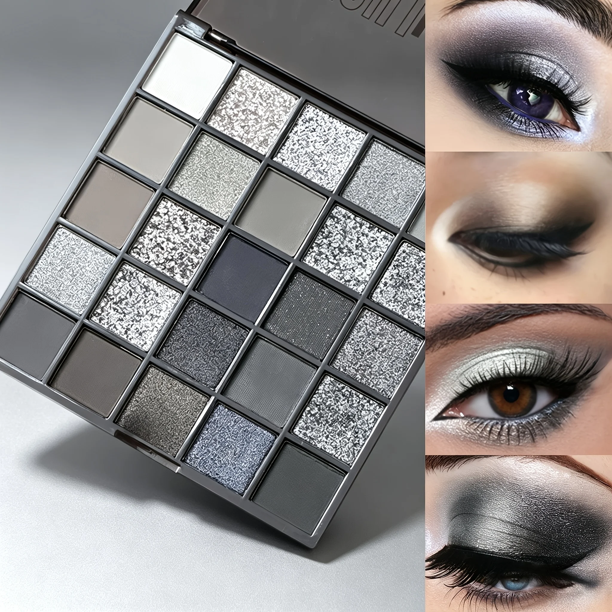 Professional Smoky Eye Makeup Palette with Mixed Matte, Pearlescent and Fine Glitter Shades, Ultra-fine Silky Texture Easy to Blend and Smudge, Single Palette to Build Deep, Dimensional and Layered Smoky Eye Makeup for All Occasions