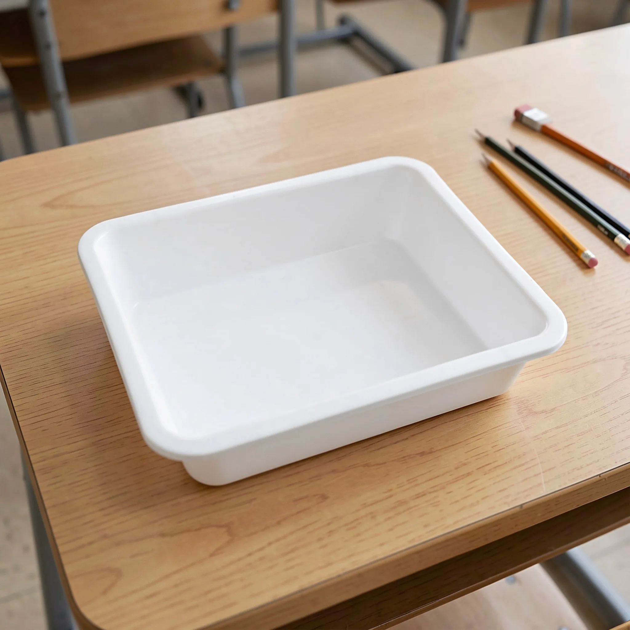 8pcs White Flat Plastic Storage Tray Letter Tray Desktop Document Organizer for Classroom Teaching Lab Supplies Organization