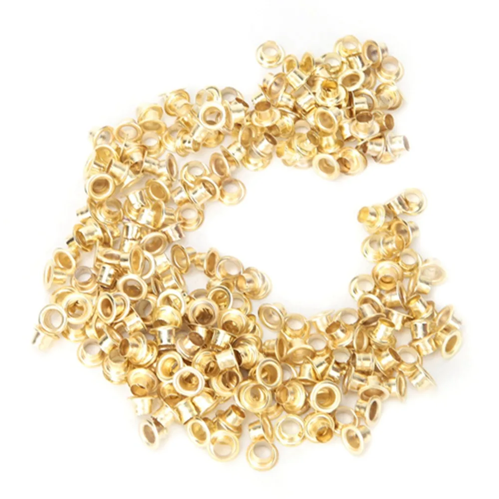 250Pcs Metal Metal Eyelet 4.5mm Inner Diameter Round Type Metal Retainer Eyelet Gold with A Storage Box Metal Binding Retainer