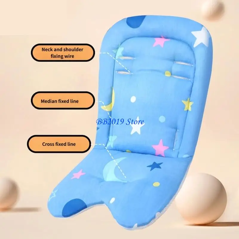 Q0KB Machine Washable Infant Carriage Cushion With Secure Straps Fit Most Pushchair