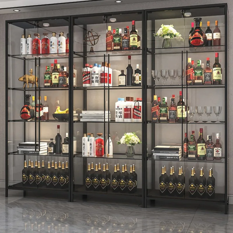 

Bar Exterior Showcase Furniture Shelf Wall Mounted Wine Storage Cabinet Liquor Assemble Luxury Corner Rack Vitrina Curio Shelves