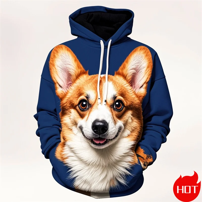 

Harajuku 3D Cute Animal Welsh Corgi Print New In Hoodies & Sweatshirts For Men Fashion Corgi Lovers Streetwear Hooded Hoody Tops