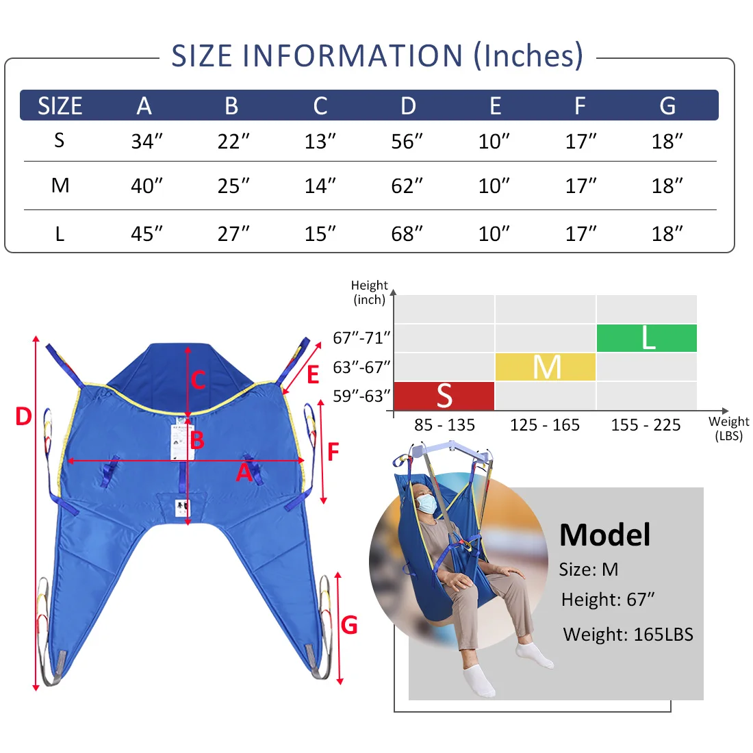 

Ehucon Universal Patient Lift Sling，Padded Back Support and Divided Leg Design, Heavy Duty Transfer Sling for Disabled Elderly