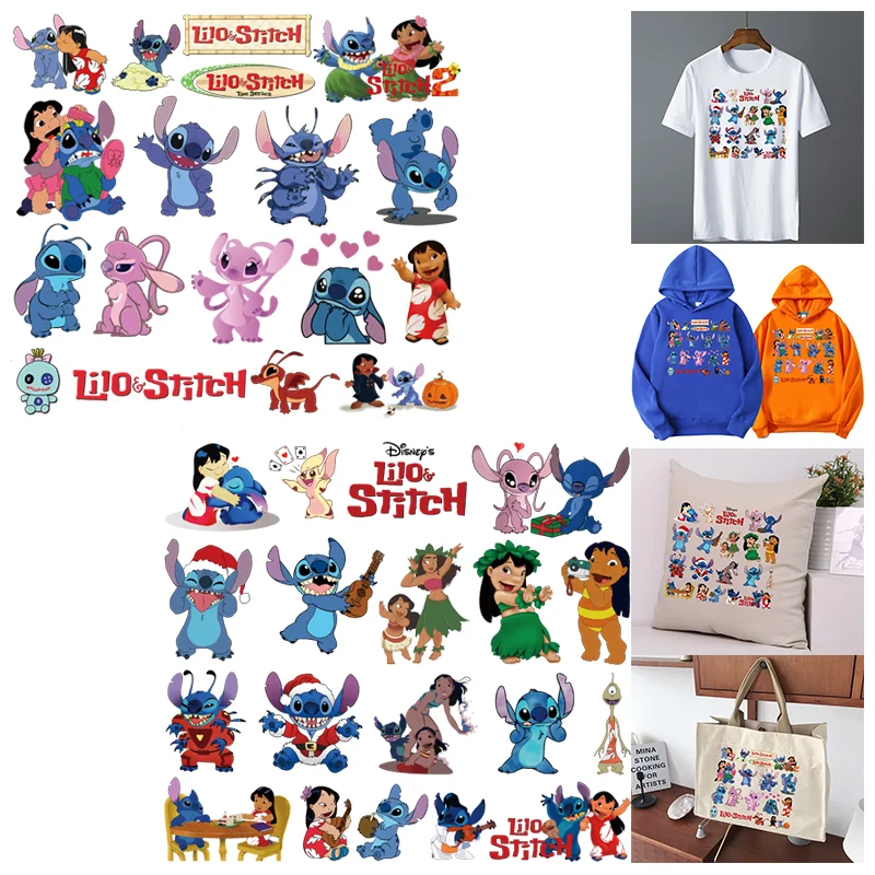 Disney Lilo Stitch cartoon small pattern print，Clothing Thermoadhesive Patches，Suitable for Hoodie,T-shirt,pillow,canva bag,etc.