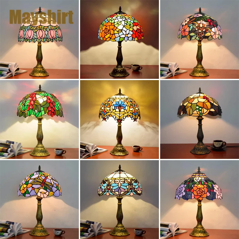 

Turkish Table Lamp Tiffany Stained Glass Vintage Desk Lamps Bedroom Mediterranean Restaurant Home Decor Study Lighting Fixtures