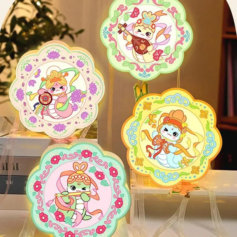 2025 год змеи, комплект материалов для фонаря, год змеи, тема Дуньхуан, ручной светодиодный светильник, декор для китайского весеннего фестиваля