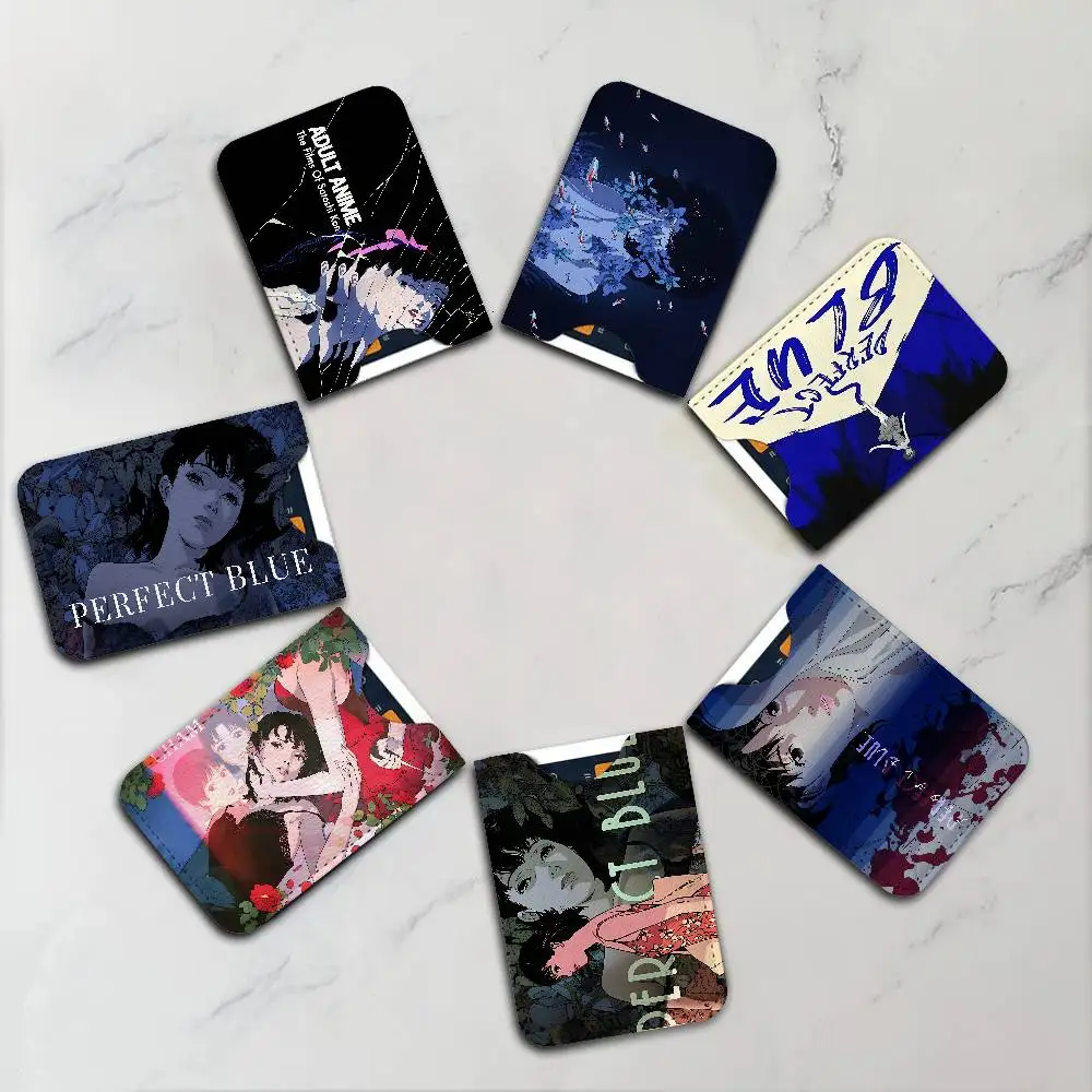 Japanese Horror Movie P-perfect B-blue Leather Card Wallet Lightweight Portable Credit ID Card Holder Daily Commute Card Case
