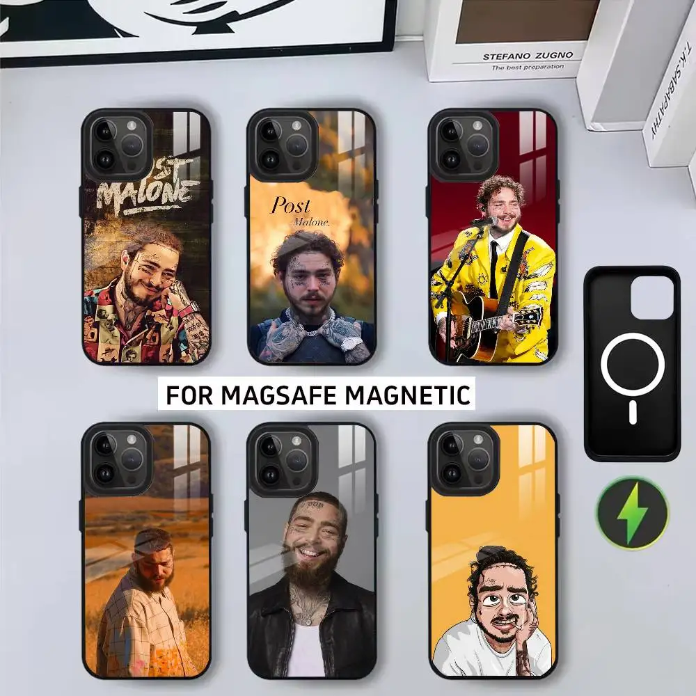

P-Post Rapper M-MaloneS Phone Case For iPhone17,16,15,14,13,12,11 Plus,Pro Magnetic with Magsafe Wireless Charging