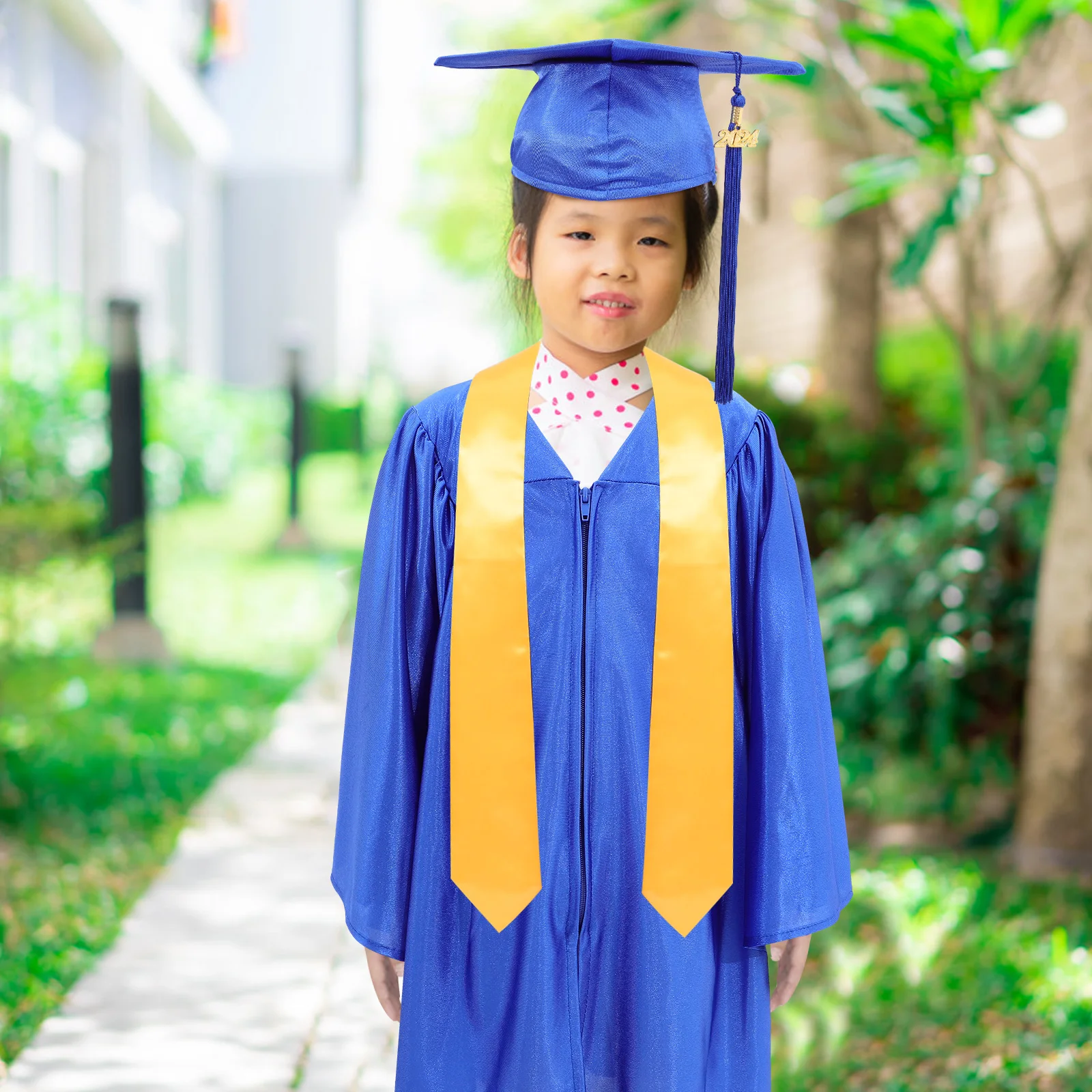 

Graduation Dress Hat Shawl Set Cap and Gown for Kindergarten Gowns with Tassel Stole Preschool Child Kids