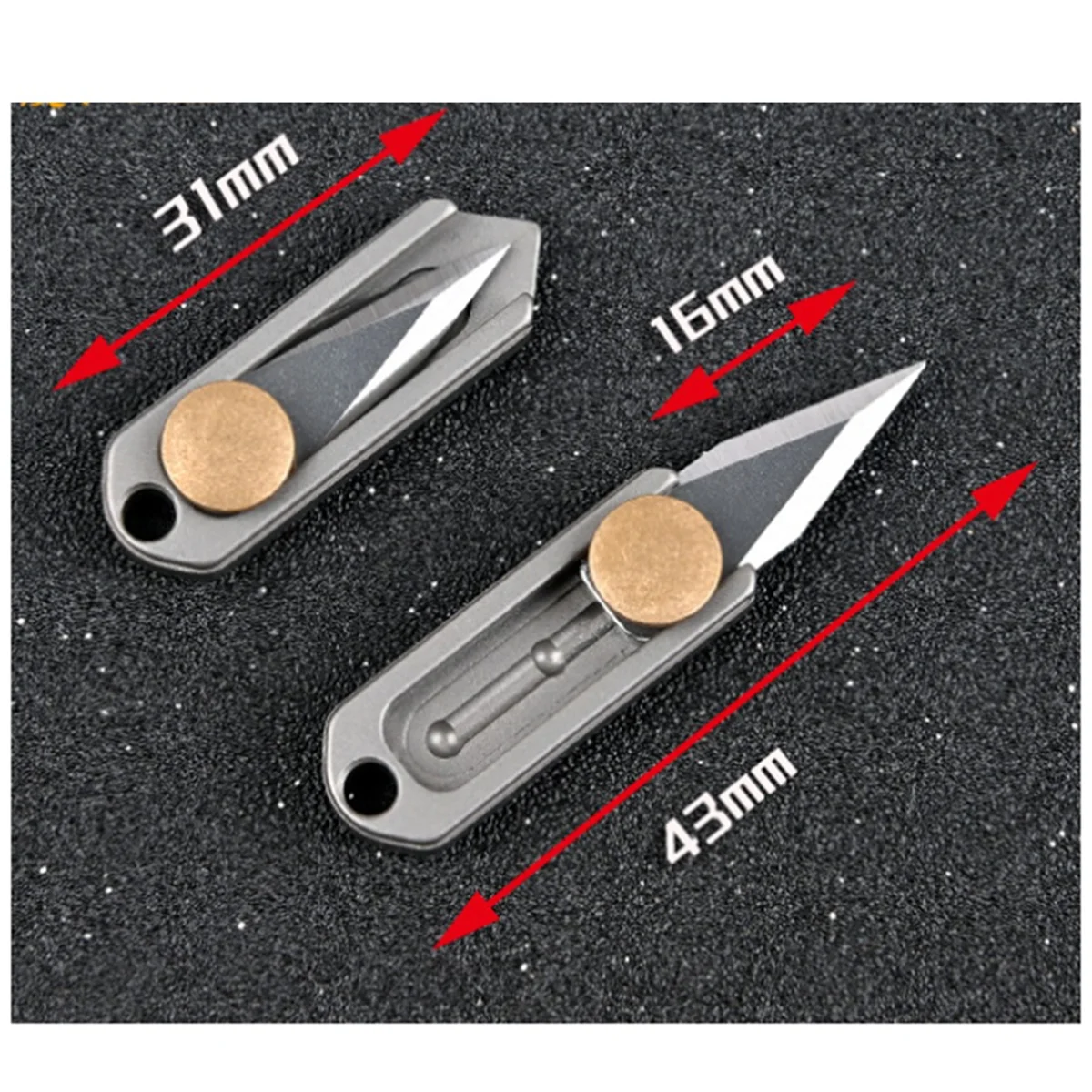 A002 Pure Titanium Mini Push Knife Titanium Alloy Portable Edc Keychain Pendant Unpacking Express Opening
