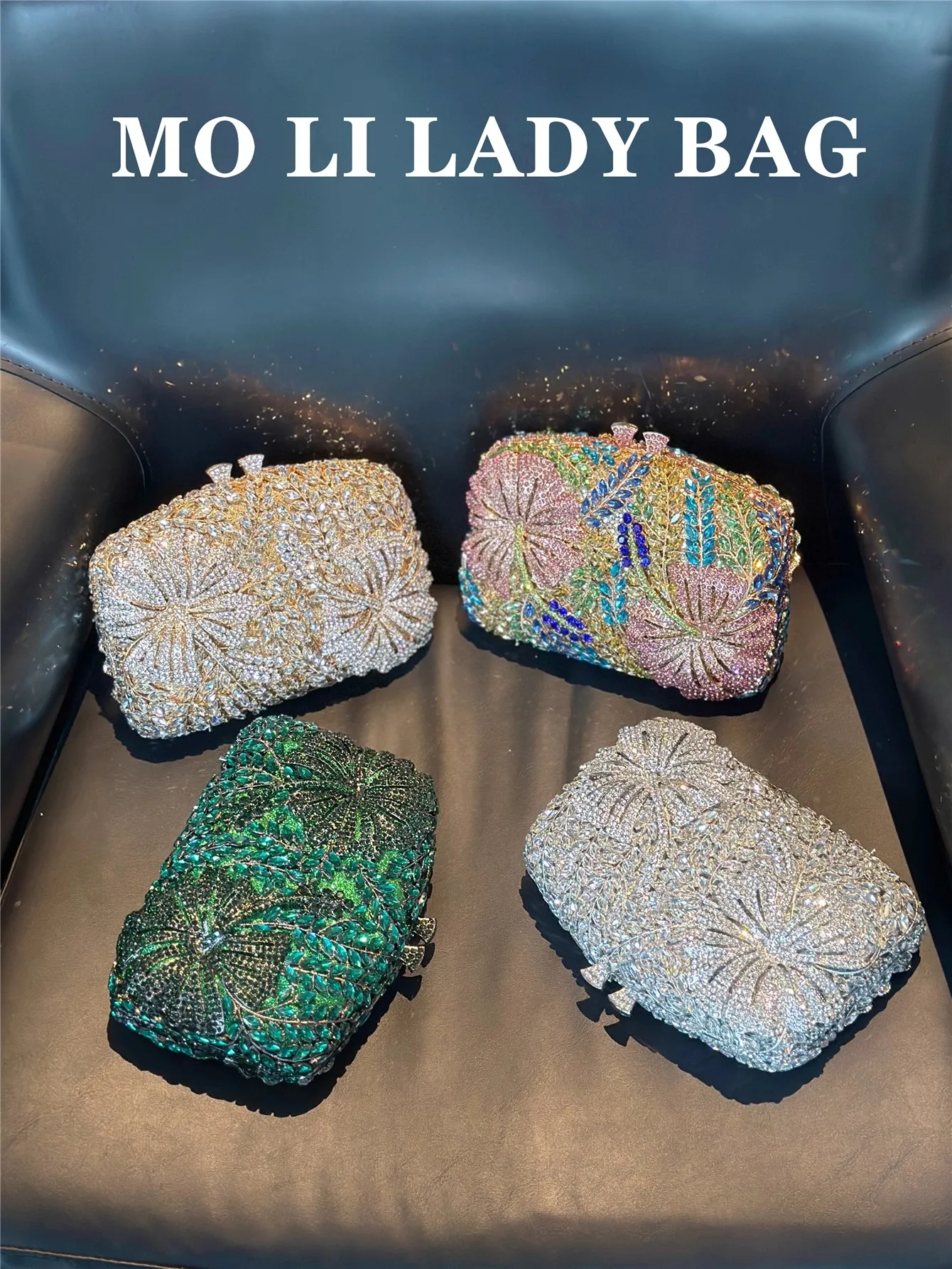 Glitter Diamond Floral Metallic Clutch Purse Wedding Party Banquet Bag Luxury Rhinestones Exquisite Evening Bag Women Handbag - view 5