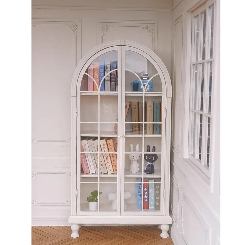 ob-1:6 Dollhouse Miniatures Arched Bookshelf French Style Storage Cabinet Locker Bjd Blyth Soldier dolls Scene Shoot Prop Decor-