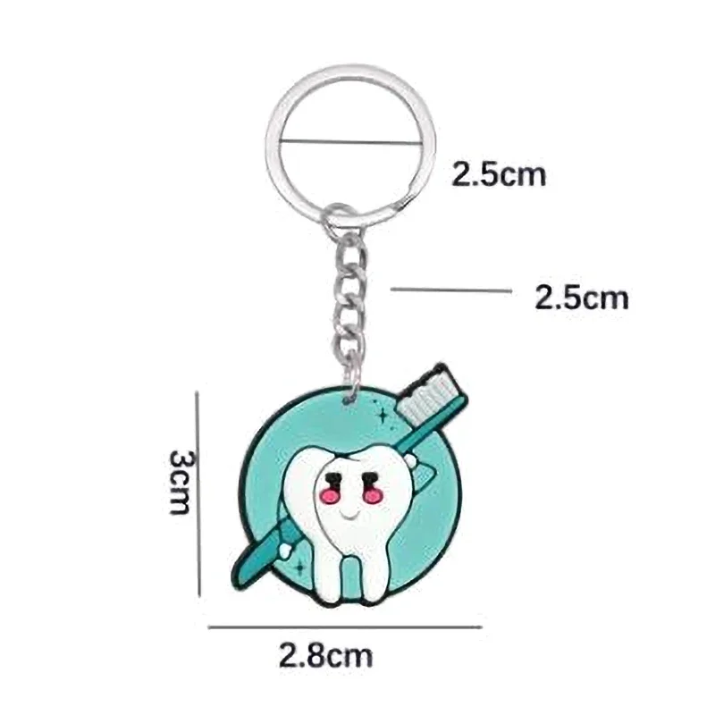 10Pcs Random Dental Tooth Shape Model Simulation Keychain Fashion Keyring Cartoon Lovely Girls Kids Gift Pendant Teeth Key Chain