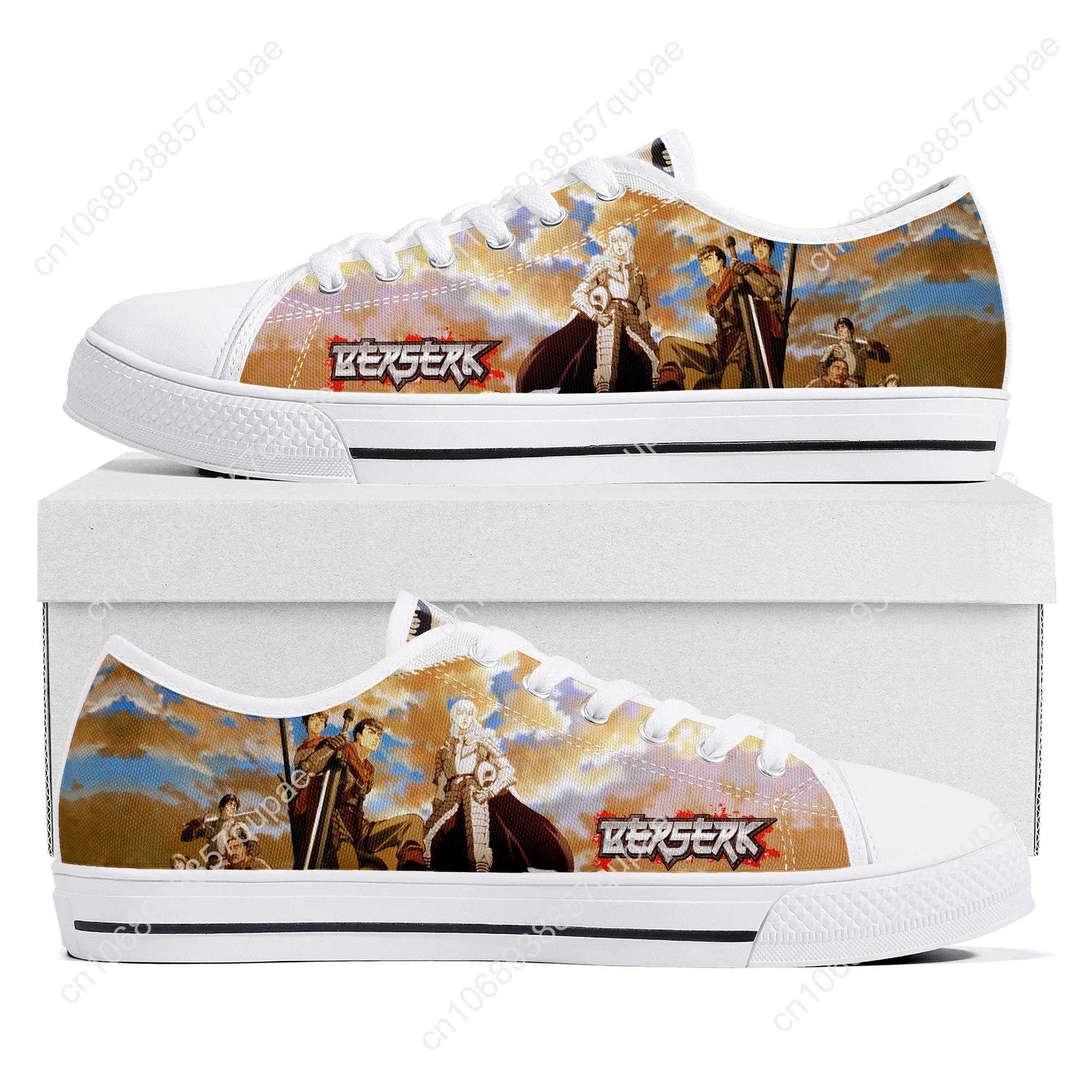 Berserk Guts Black Swordsman Low Top Sneaker Men Women Canvas High Quality Sneaker Casual Custom Made Shoes Customize DIY Shoe