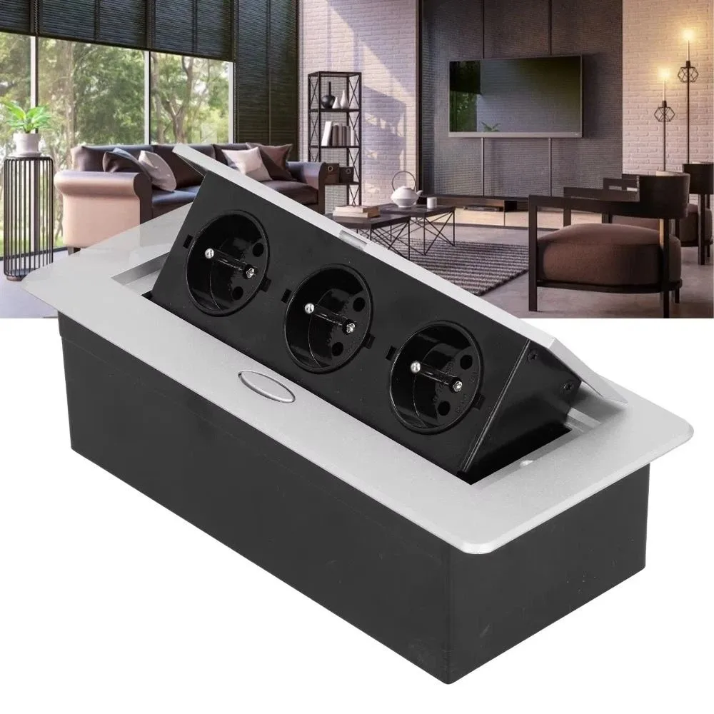 

EU Socket Desk Socket Aluminum Panel USB Charging Hidden Socket Slow Rise 16A/10A Desktop Outlet Electrical Charging Station