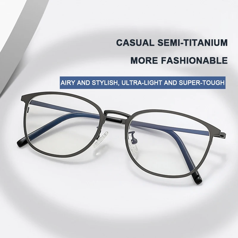 

Luxury Japanese Style Ultra-Light Semi-Titanium Eyeglasses Frame Men's Square Glasses Frame Business Casual Retro Spectacles