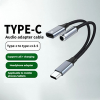 Type C to 3.5mm PD 60W USB AUX Cable Converter with 2 in 1 Headphone Jack Adapter Audio Cable for Xiaomi Huawei Earphone