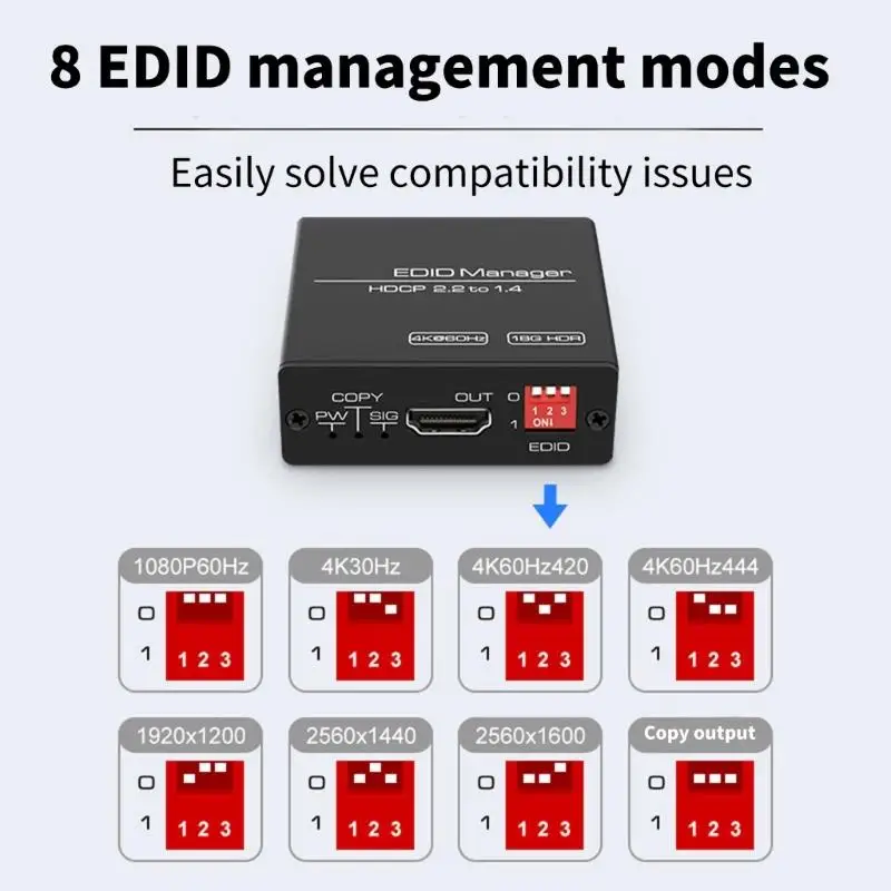 

652F HDTV-совместимый эмулятор EDID 4K 60 Гц для решения проблемы совместимости устройств.