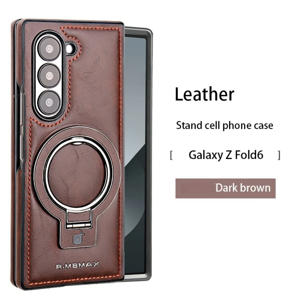 Magnetic Ring Holder Leather Case For Samsung Z Fold8 Ultra Z Fold 8 7 6 5 4 3 For Magsafe Wireless Charging Shockproof Cover