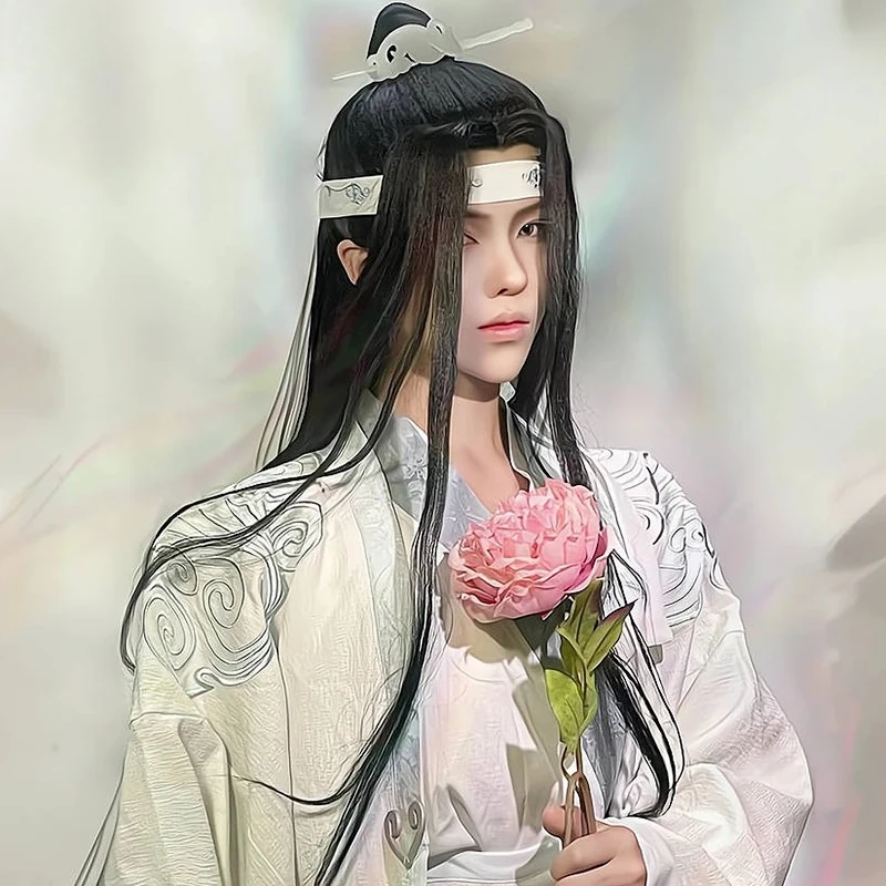 Lan Zhan Cos Kunsthaar Dämon Dao Patriarch Antikes Kostüm Held Lan Vergessen Sie glattes Haar Air Bangs Universal Comic Show Hood