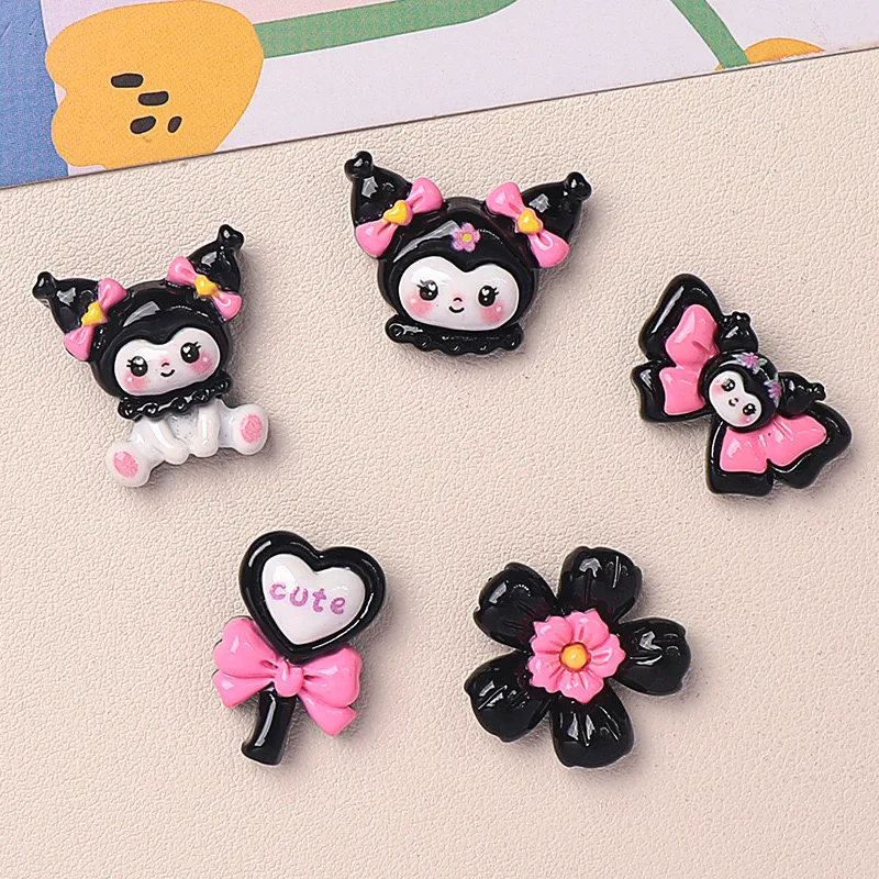 10Pcs Cartoon bow kitten, flowers series Flat Back Resin Cabochons Scrapbooking DIY Jewelry Craft Decoration Accessorie