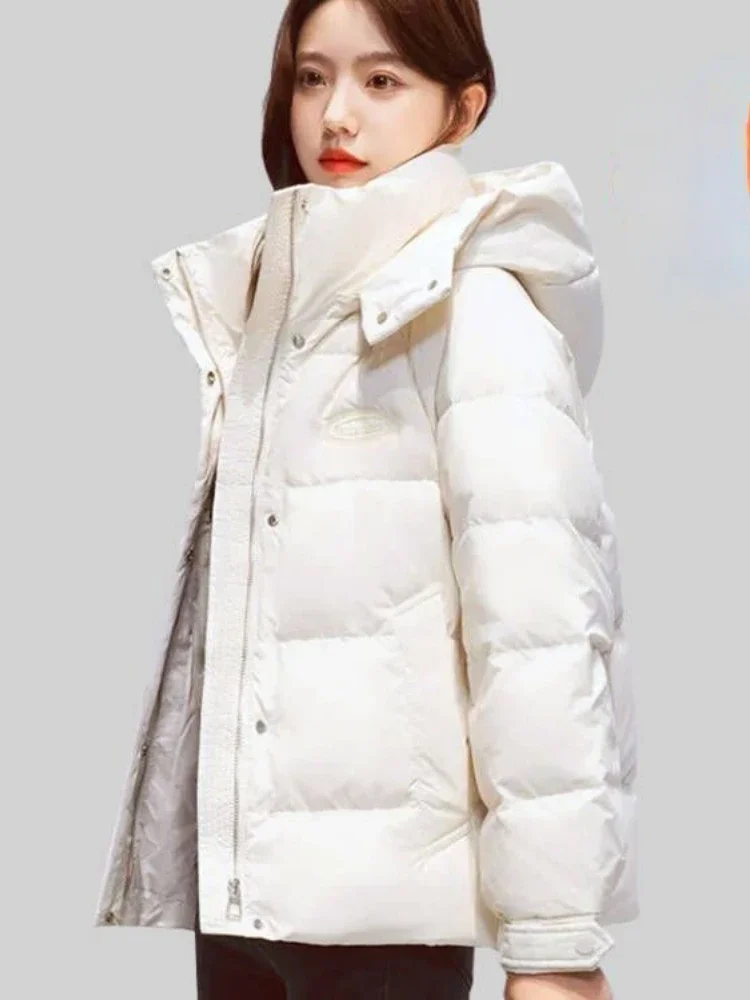 Women Korean Thick Warm Down Cotton Puffer Jacket Long Sleeve Hooded Parka Winter Coat Pockets Solid Plus Size Loose Overcoat