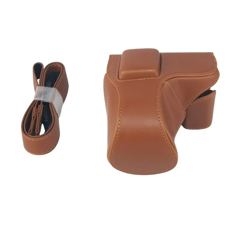 M09K PU Leather Strap Full Body Cover Case For Sony NEX5N/5T/5R/5C And 18-55Mm Lens Camera Bag With Shoulder Bag Brown