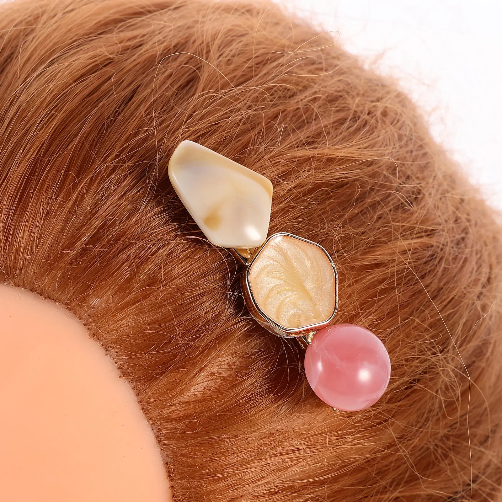 

6Pcs Duck Bill Hair Clips Imitation Marble Design Hairpins for Braiding Ponytail Straight Curly Hair Use Hairpin Clip