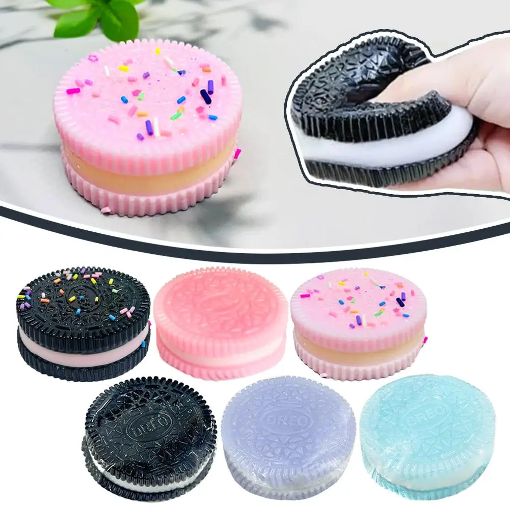 Handmade Silicone for Big Oreo Stress Relief Squishy Toy Mochi Taba Squishy New Fidget Toy Biscuit Pinching Toy