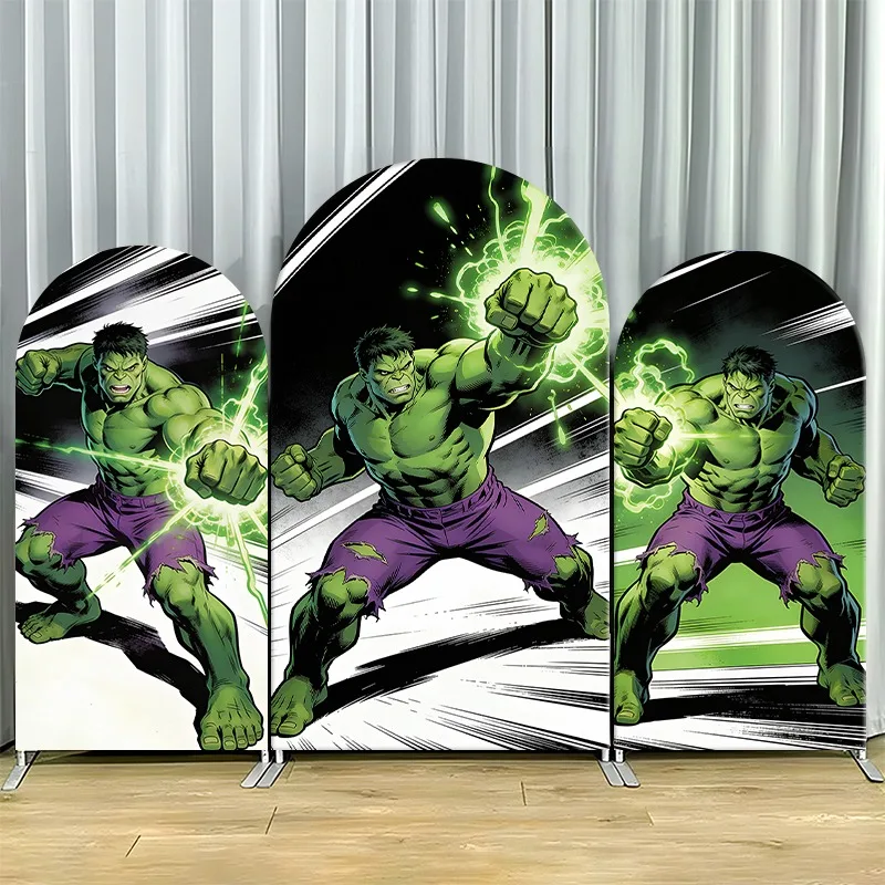 

Arch Backdrop Cover Single Side Hulk Action Green Power Burst Purple Pants Comic Party Decoration Photo Booth Background Props