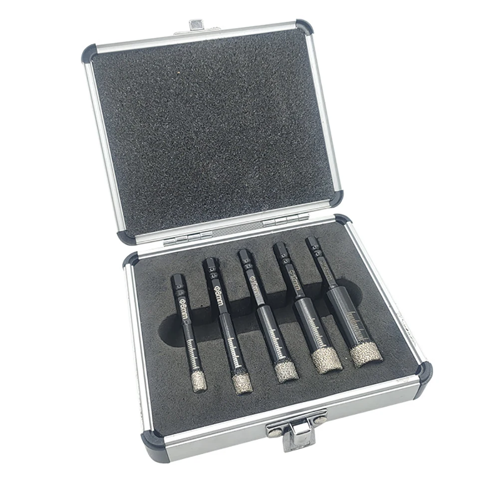 

5Pcs Brazed Diamond Drilling Bits 6/8/10/12/14MM Hole Opener With Aluminum Box For Tile Marble Granite Quartz