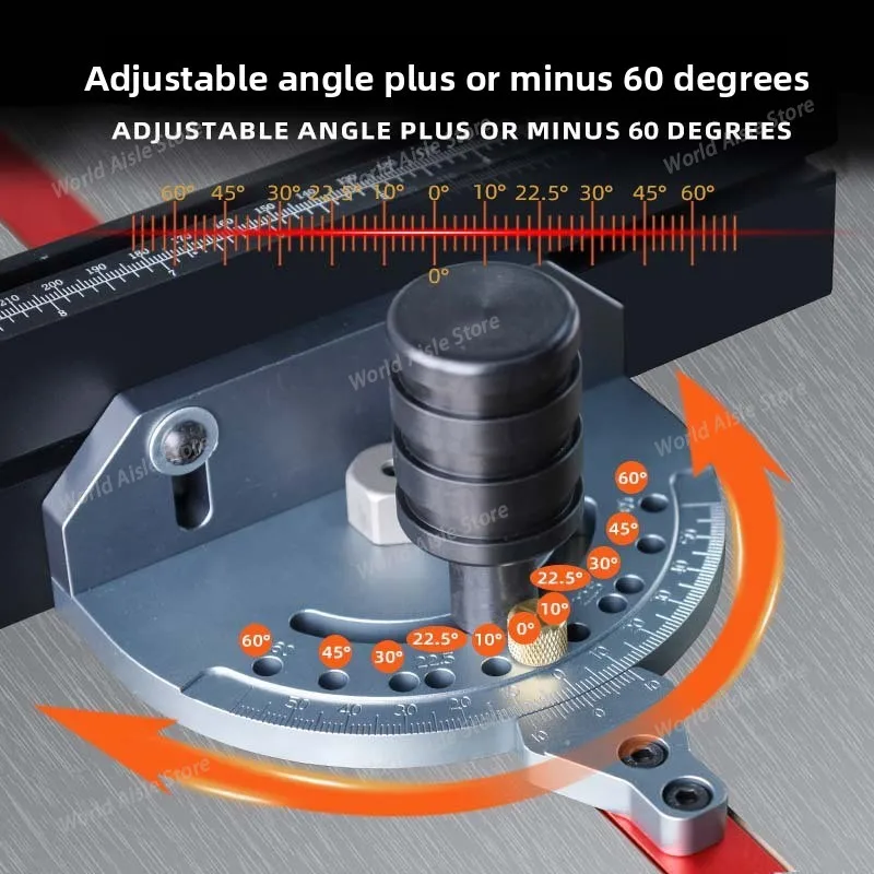 TN-1122F Woodworking Diagonal Cutting Guide, Table Saw, Band Saw Adjustable Angle Push Ruler Push Handle Cutting Auxiliary Tools