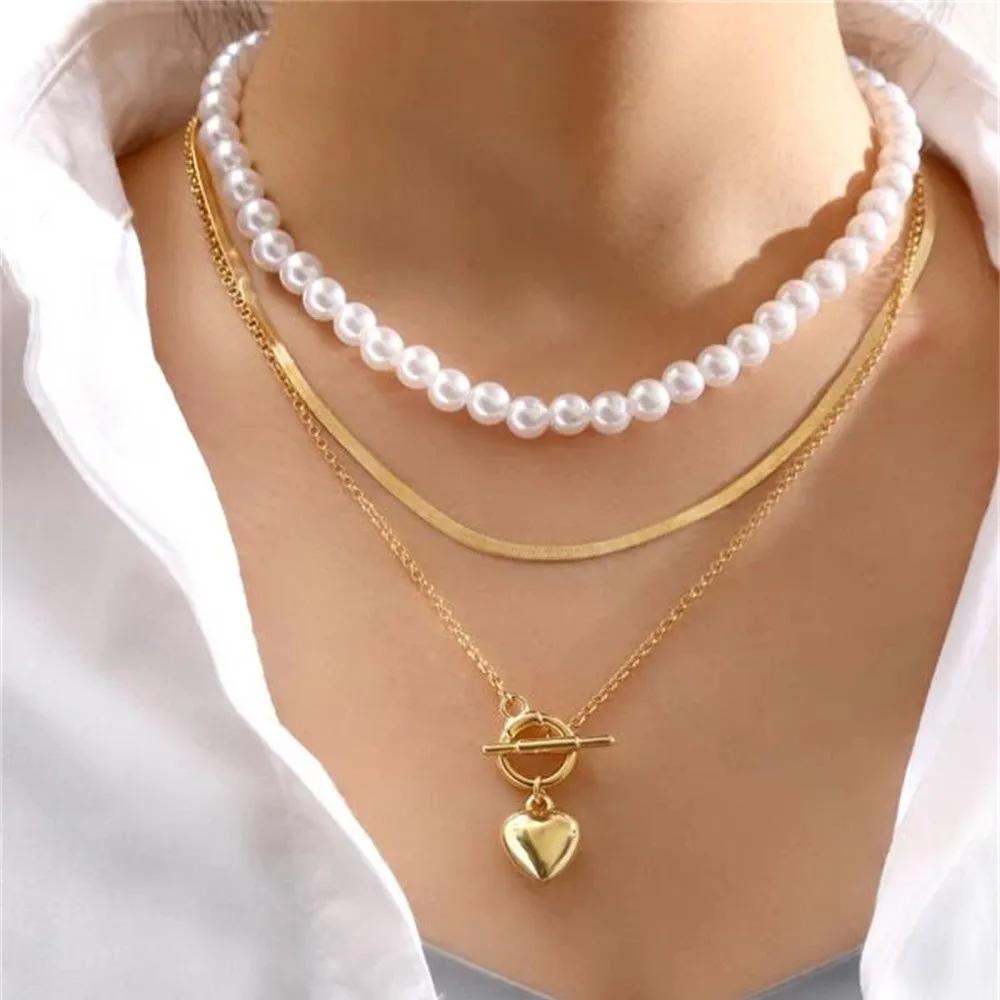 Colorful Beads Butterfly Heart Flower Stone Tai Chi Pendant Chain Necklace For Women Female Boho Fashion Vintage Choker Jewelry