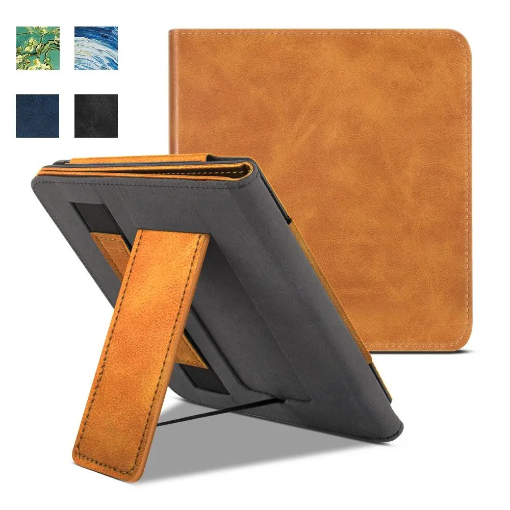 

PU Leather Reader Case Auto Sleep/Wake Hand Strap Smart Cover Shockproof 7 inch N418 Protective Shell for Kobo Libra 2