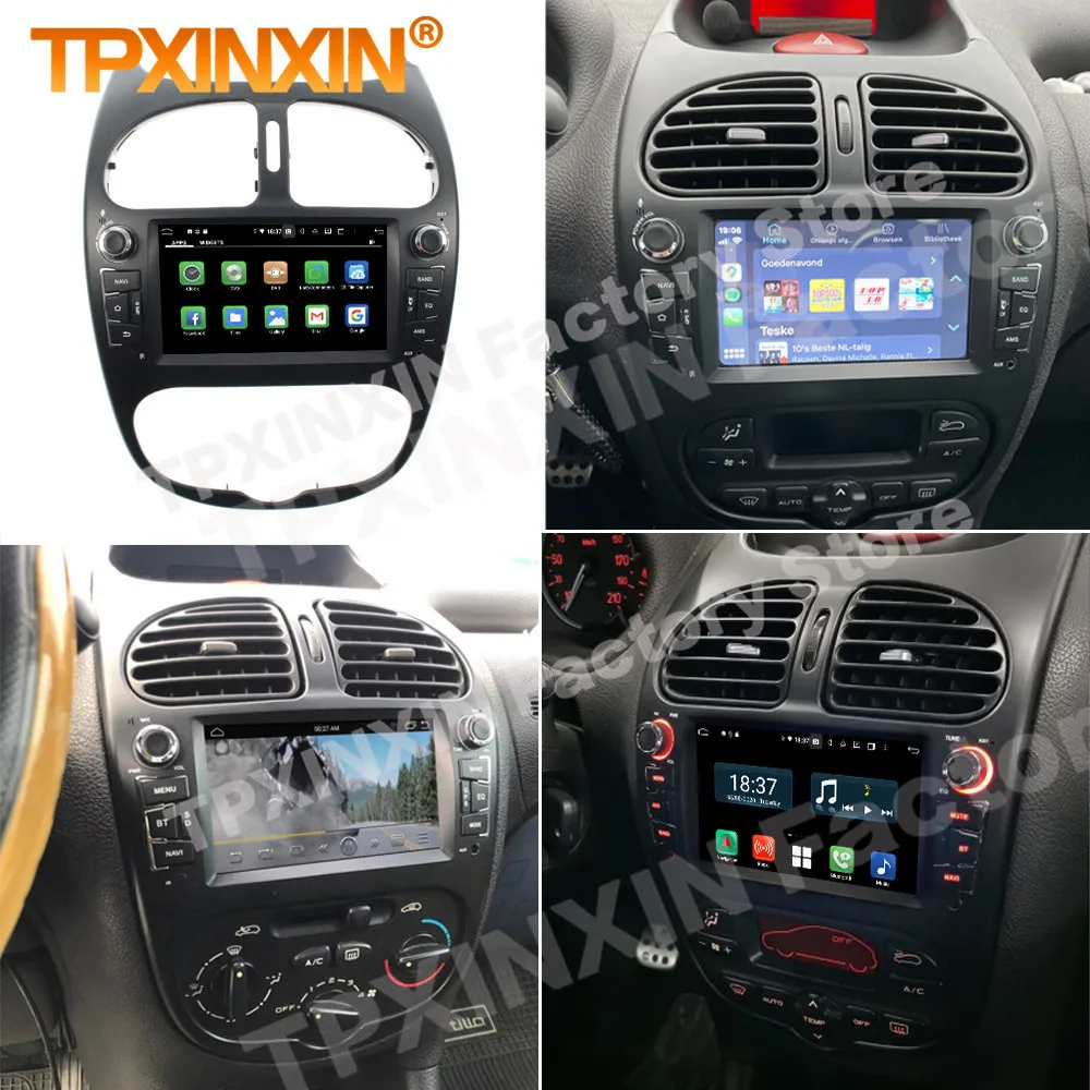 Receptor Multimedia de Radio Android Carplay para Peugeot, Unidad Principal para Peugeot 206, 2000, 2001, 2002, 2003, 2004, 2005, 2006, 2007, 2008, 2009, 2010-2016